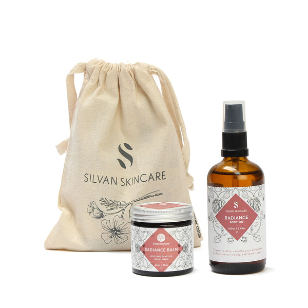 Christmas gift set pampering Radiance balm and oil Silvan Skincare